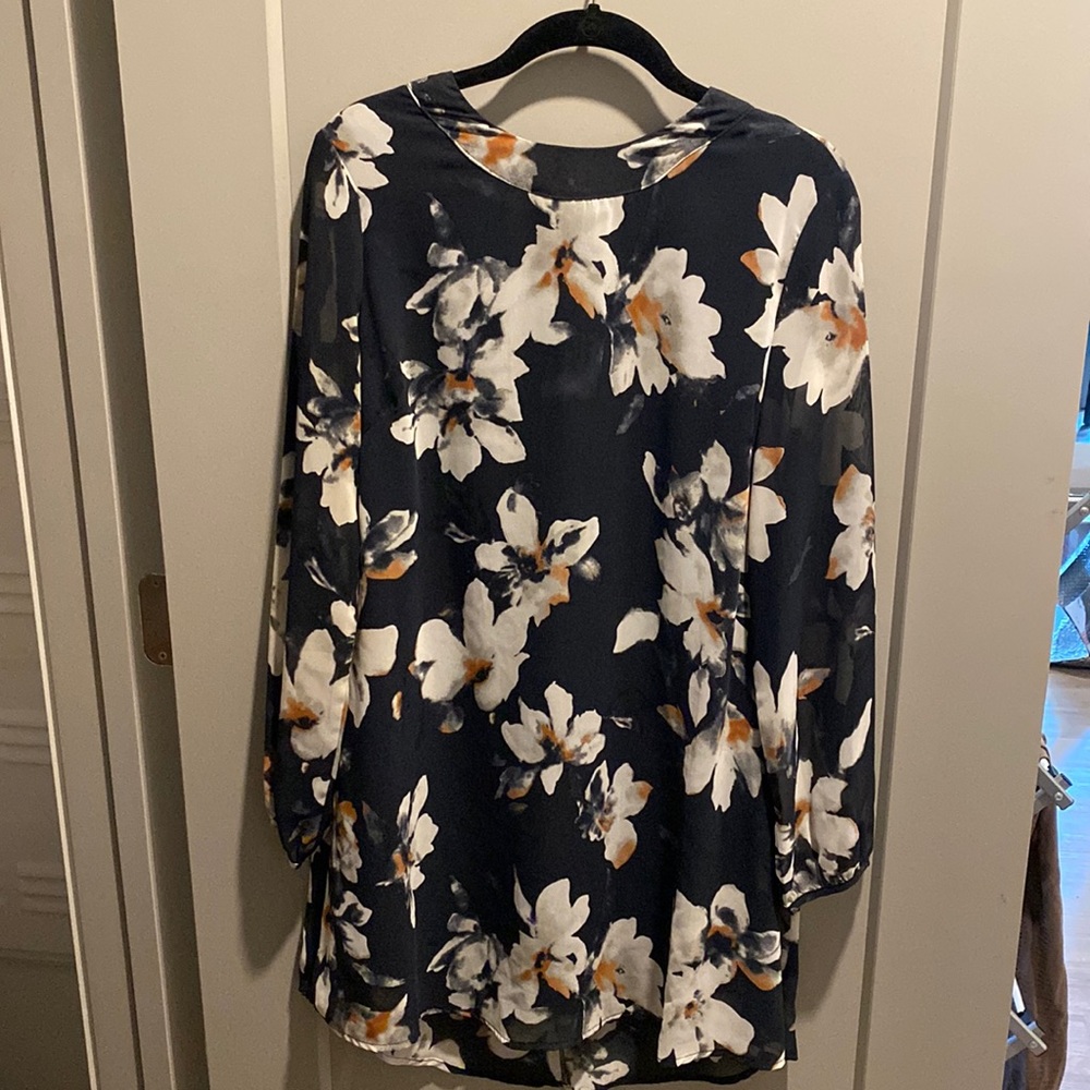 Grey floral long sleeve dress
